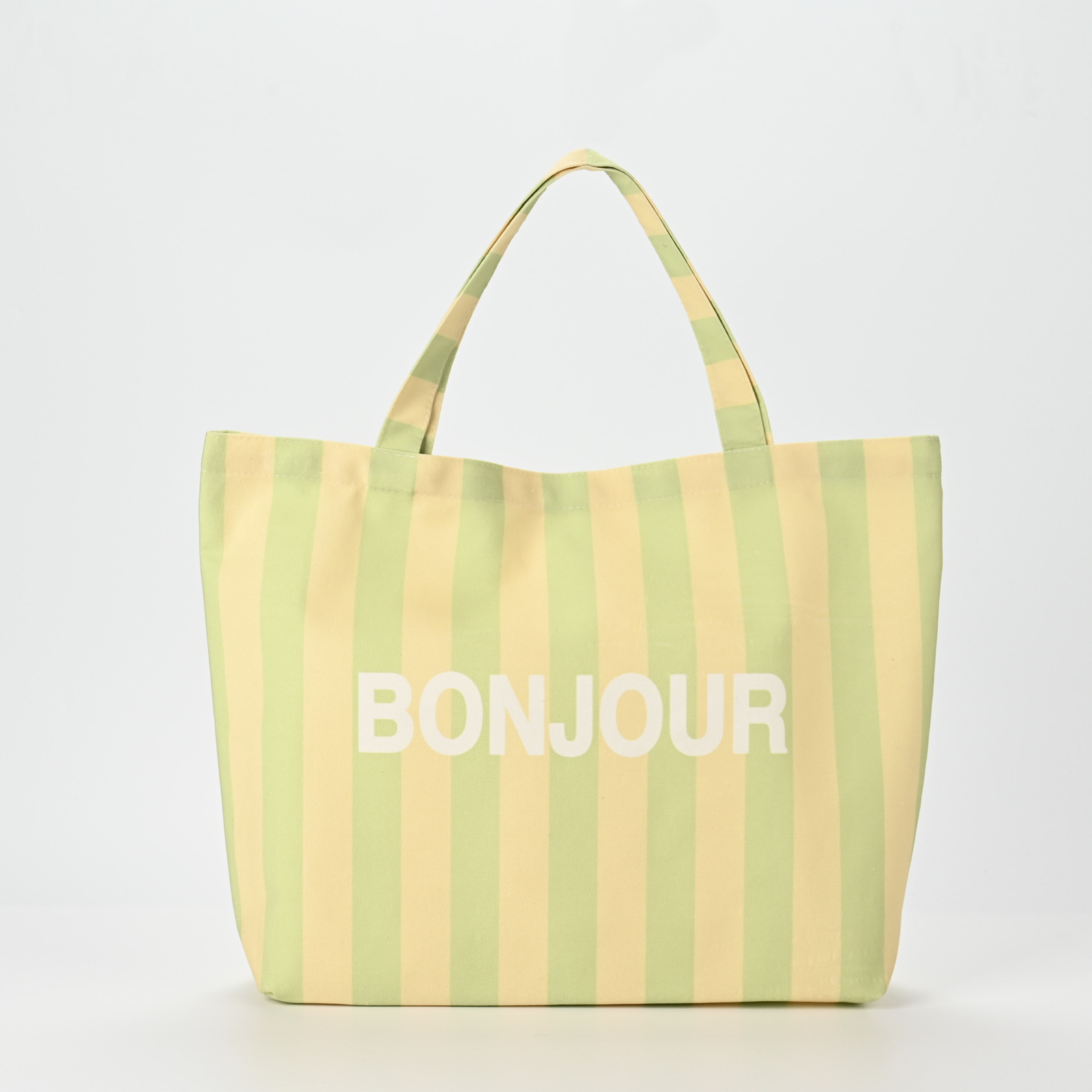 Stripe Two-Tone Spliced Canvas Tote Bag | 12oz Heavy Weight Cotton, Custom Logo Printing, Factory Direct Wholesale - Image 2