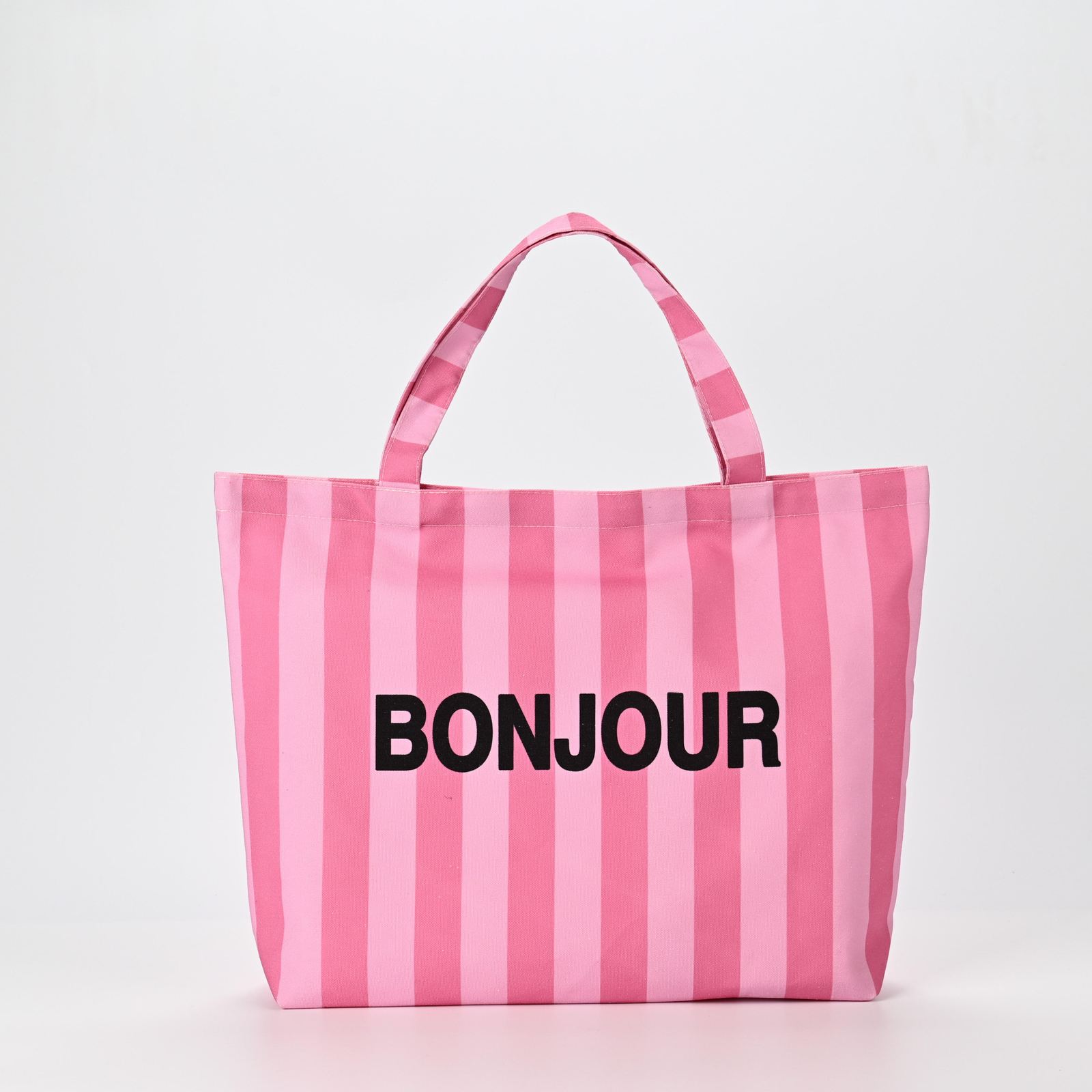 Stripe Two-Tone Spliced Canvas Tote Bag | 12oz Heavy Weight Cotton, Custom Logo Printing, Factory Direct Wholesale - Image 4