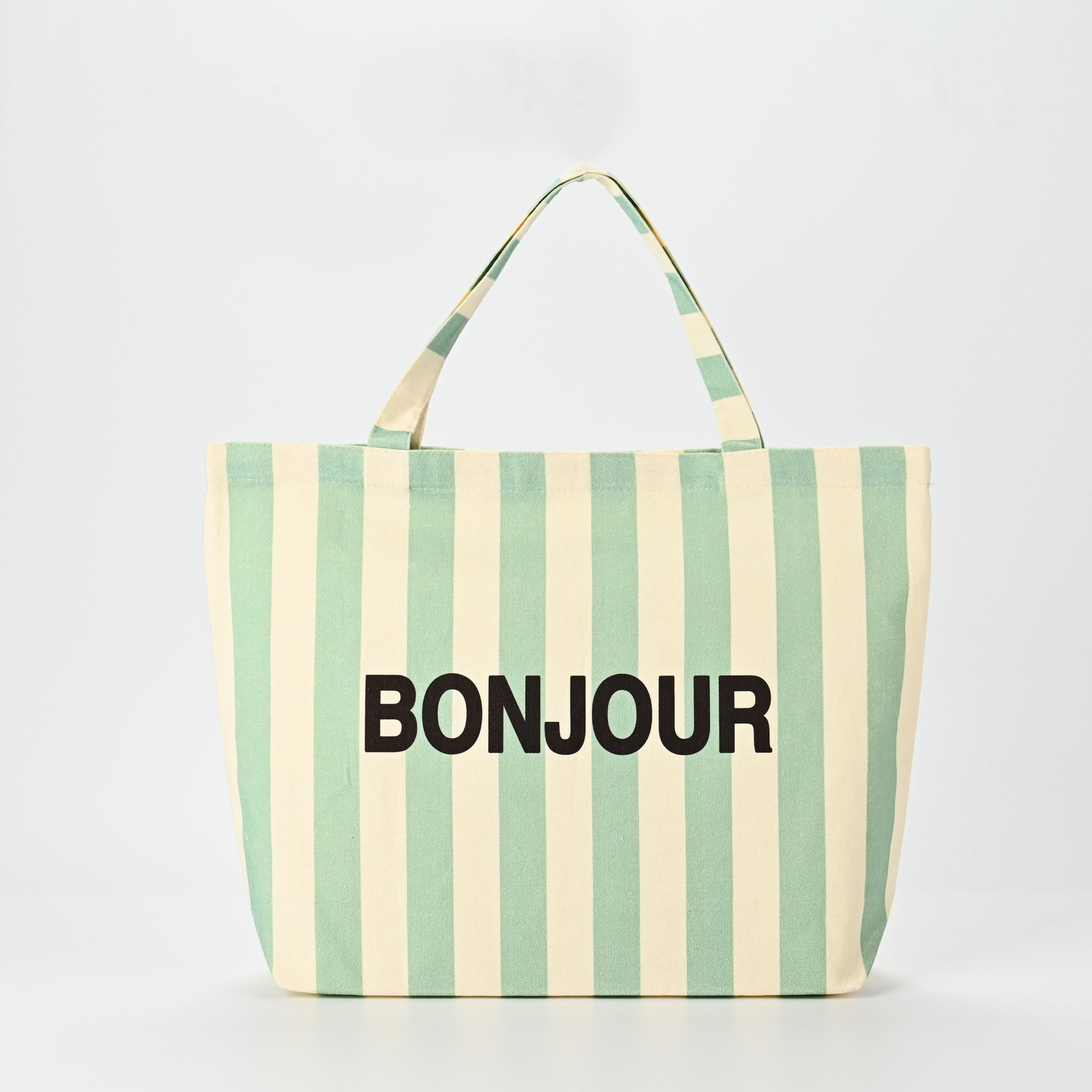 Stripe Two-Tone Spliced Canvas Tote Bag | 12oz Heavy Weight Cotton, Custom Logo Printing, Factory Direct Wholesale - Image 5