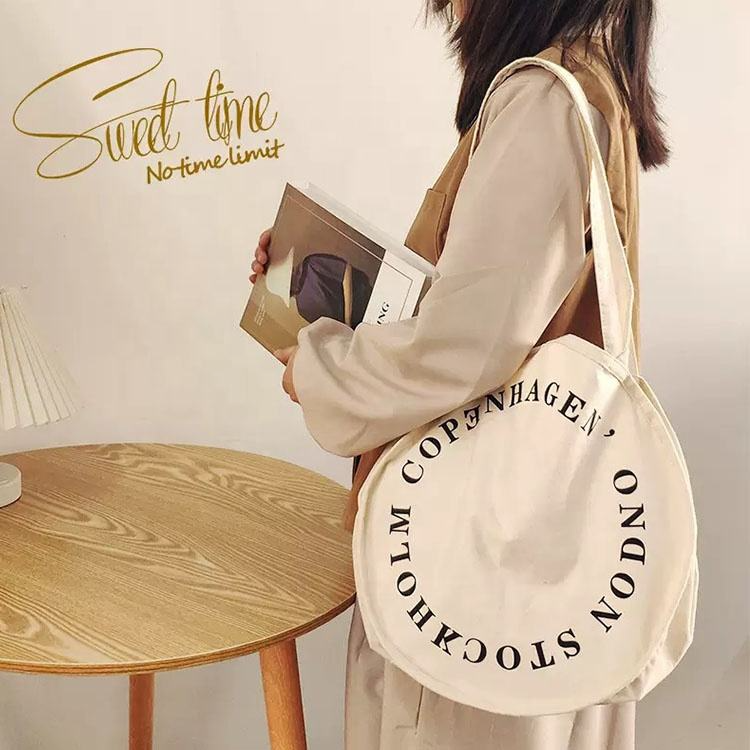Custom Logo Round Canvas Bag | Heavy-Duty Solid Material, Factory Direct Wholesale - Image 4