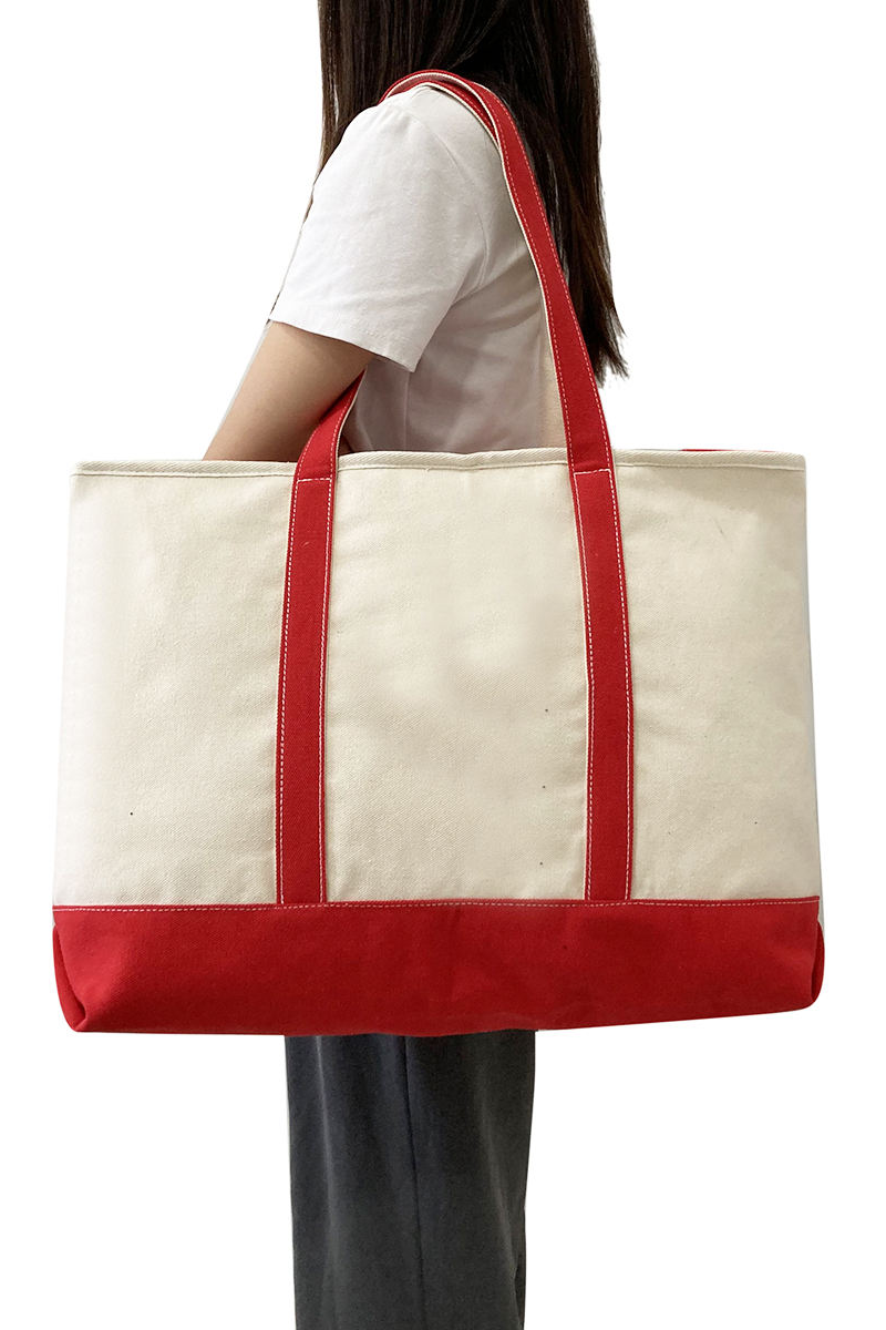 4-Color Block Spliced Canvas Tote Bag, Large Capacity Wearable Shoulder Bag for Daily Use - Image 5