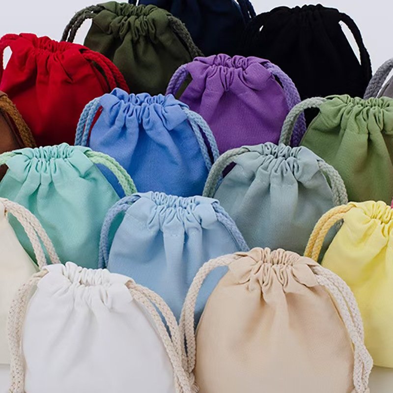 Wholesale Eco-Friendly White Cotton Canvas Drawstring Bag for Gift Packaging Home Storage - Image 3