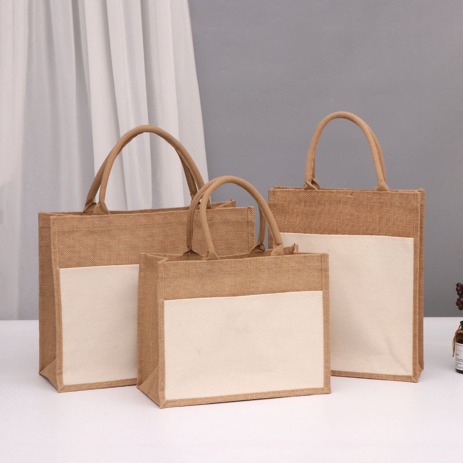 Popular Custom Logo Reusable Cotton Canvas Jute Tote Bag for Shopping and Gift Packaging - Image 6