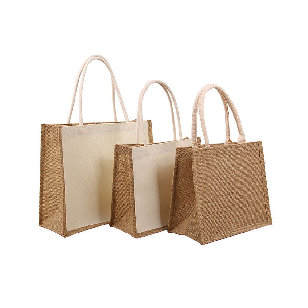 Popular Custom Logo Reusable Cotton Canvas Jute Tote Bag for Shopping and Gift Packaging - Image 4